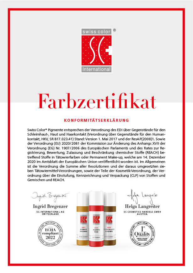 Hygiene farbzertifikat swiss color - Hygiene